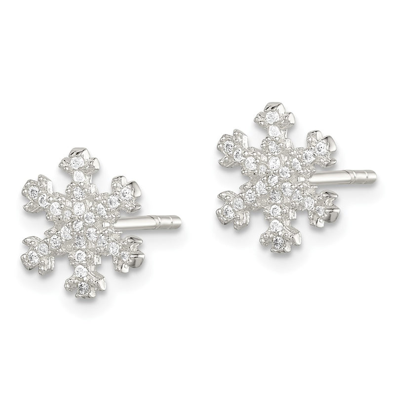 Sterling Silver Cz Snowflake Post Earrings