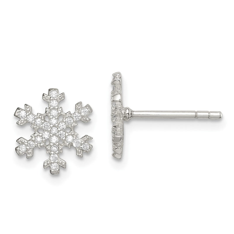 Sterling Silver Cz Snowflake Post Earrings