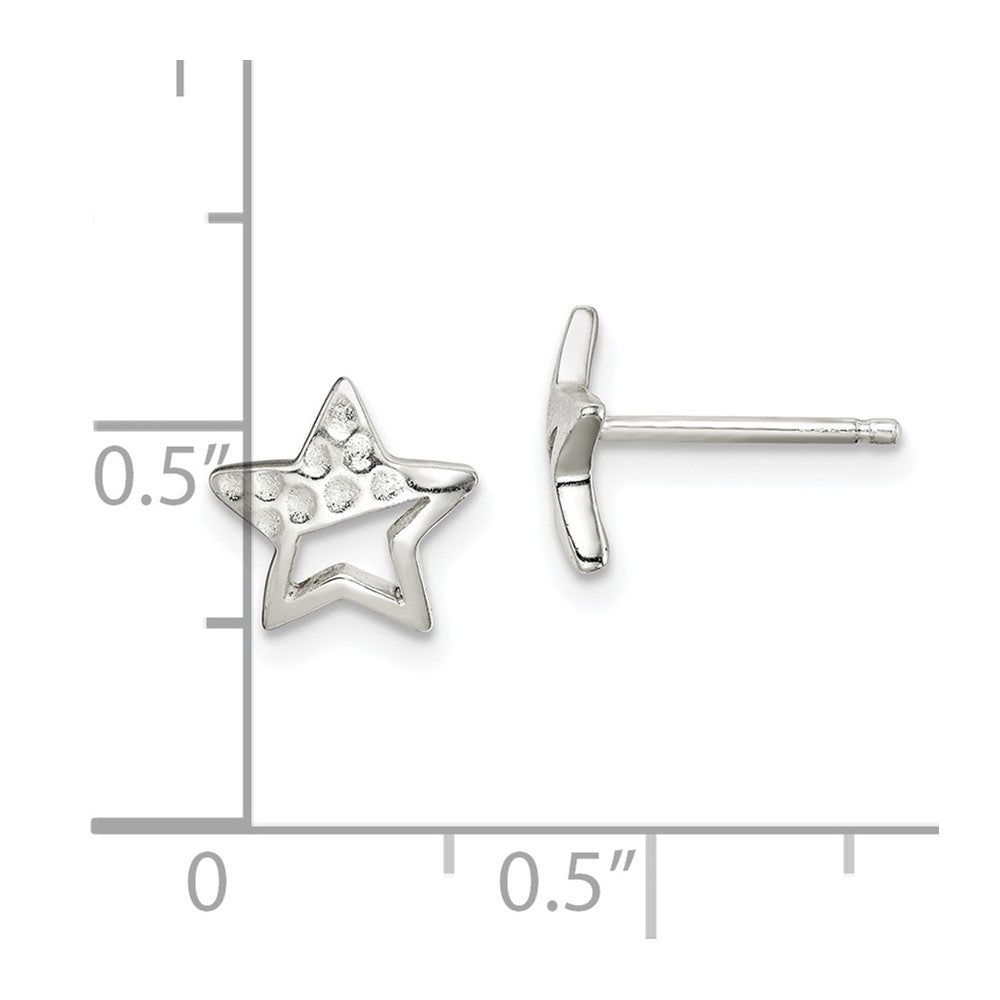 Sterling Silver Hammered Star Post Earrings