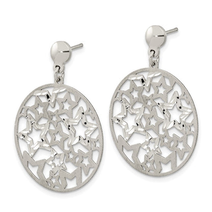Sterling Silver Brushed Star Dangle Earrings