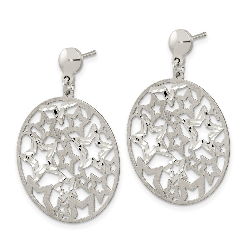 Sterling Silver Brushed Star Dangle Earrings