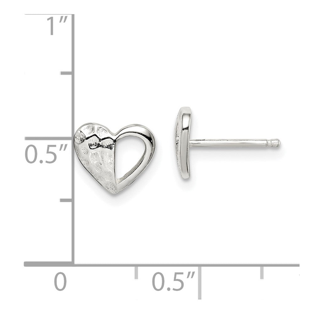 Sterling Silver Hammered Heart Post Earrings
