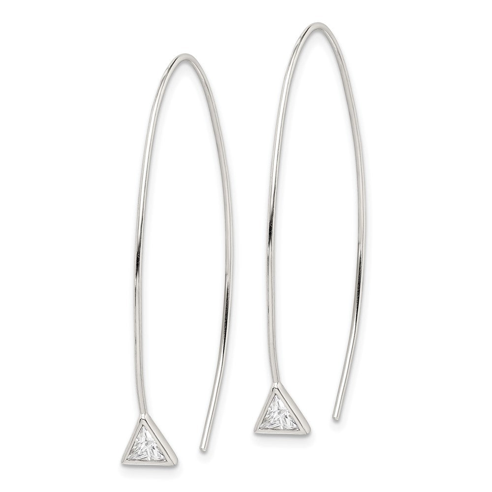 Sterling Silver Triangle Cz Threader Earrings
