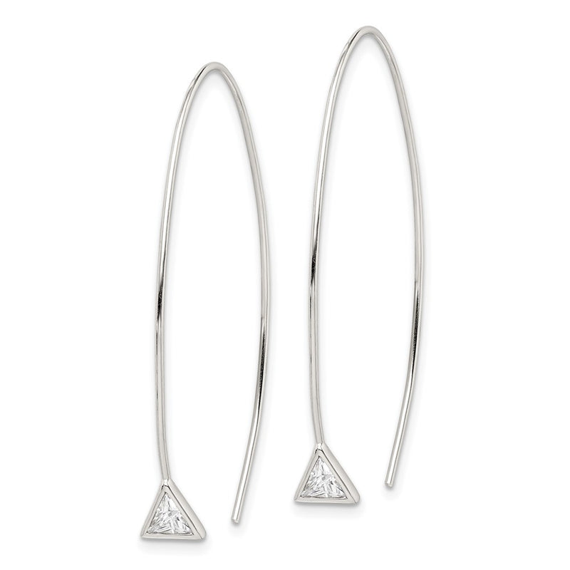 Sterling Silver Triangle Cz Threader Earrings