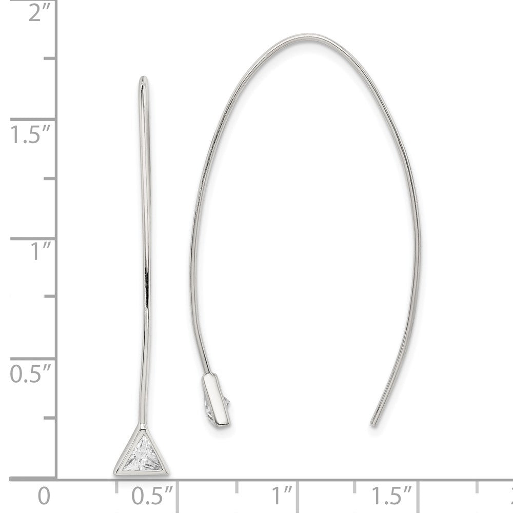 Sterling Silver Triangle Cz Threader Earrings