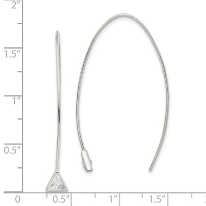 Sterling Silver Triangle Cz Threader Earrings