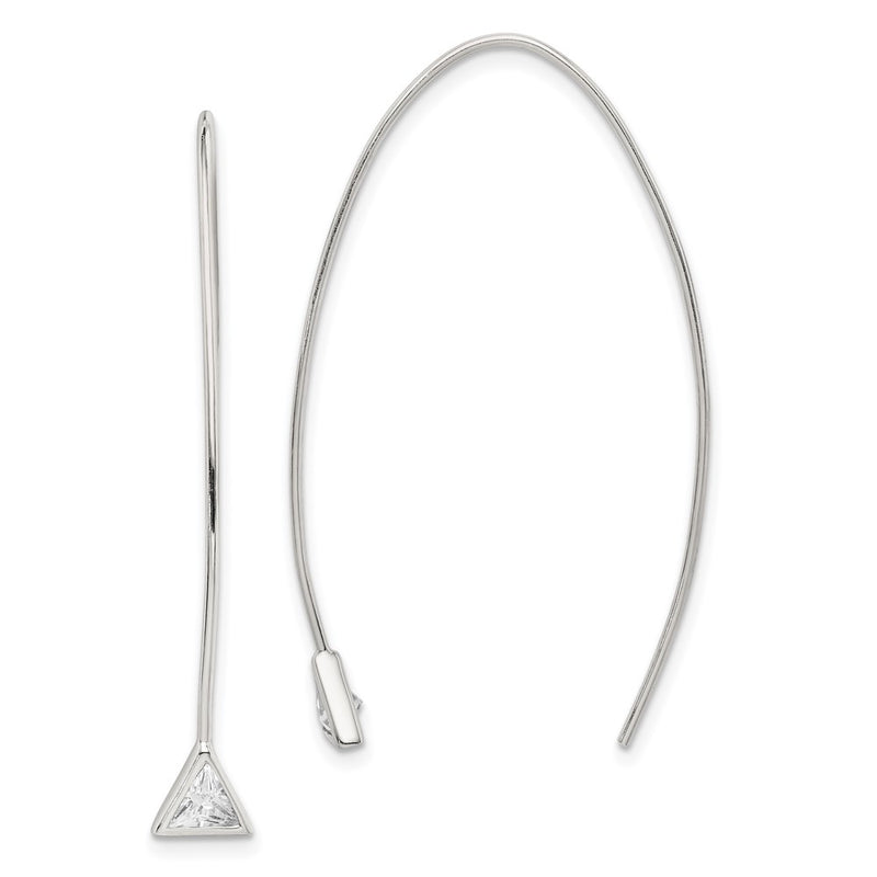 Sterling Silver Triangle Cz Threader Earrings
