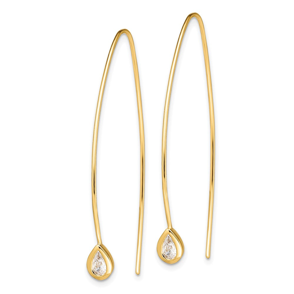 Ss/Gold Plated Sterling Silver Gold-Tone Cz Threader Earrings