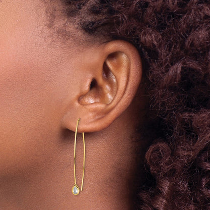 Ss/Gold Plated Sterling Silver Gold-Tone Cz Threader Earrings