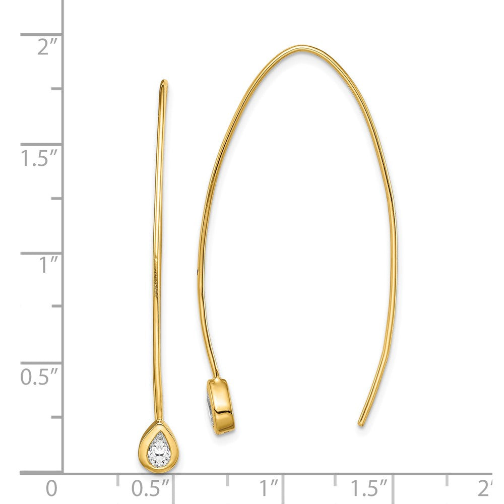 Ss/Gold Plated Sterling Silver Gold-Tone Cz Threader Earrings