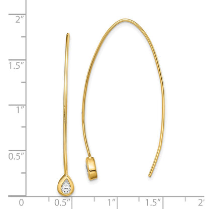 Ss/Gold Plated Sterling Silver Gold-Tone Cz Threader Earrings