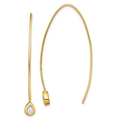Ss/Gold Plated Sterling Silver Gold-Tone Cz Threader Earrings