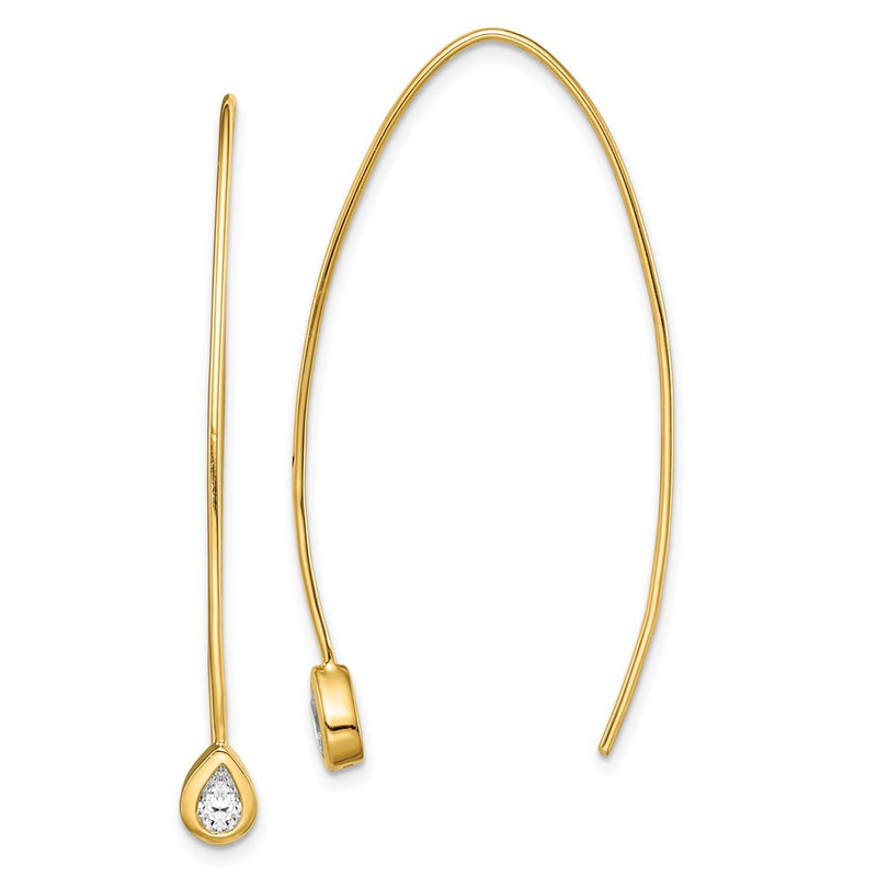 Ss/Gold Plated Sterling Silver Gold-Tone Cz Threader Earrings