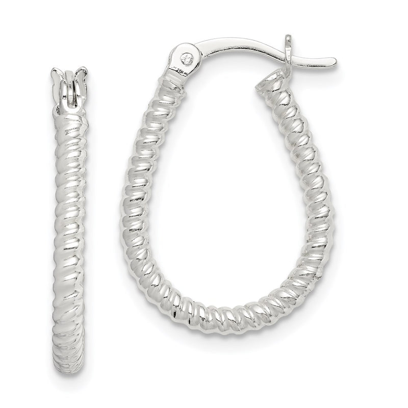 Sterling Silver Twisted 2.5mm Teardrop Hoop Earrings