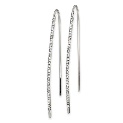 Sterling Silver Rhodium-Plated Crystal Threader Dangle Earrings
