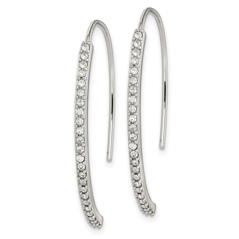 Sterling Silver Rhodium-Plated Crystal Threader Dangle Earrings