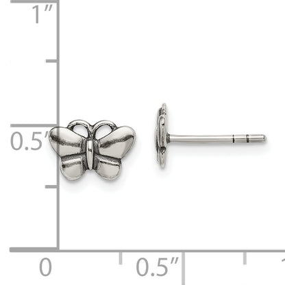 Sterling Silver Oxidized Butterfly Post Earrings