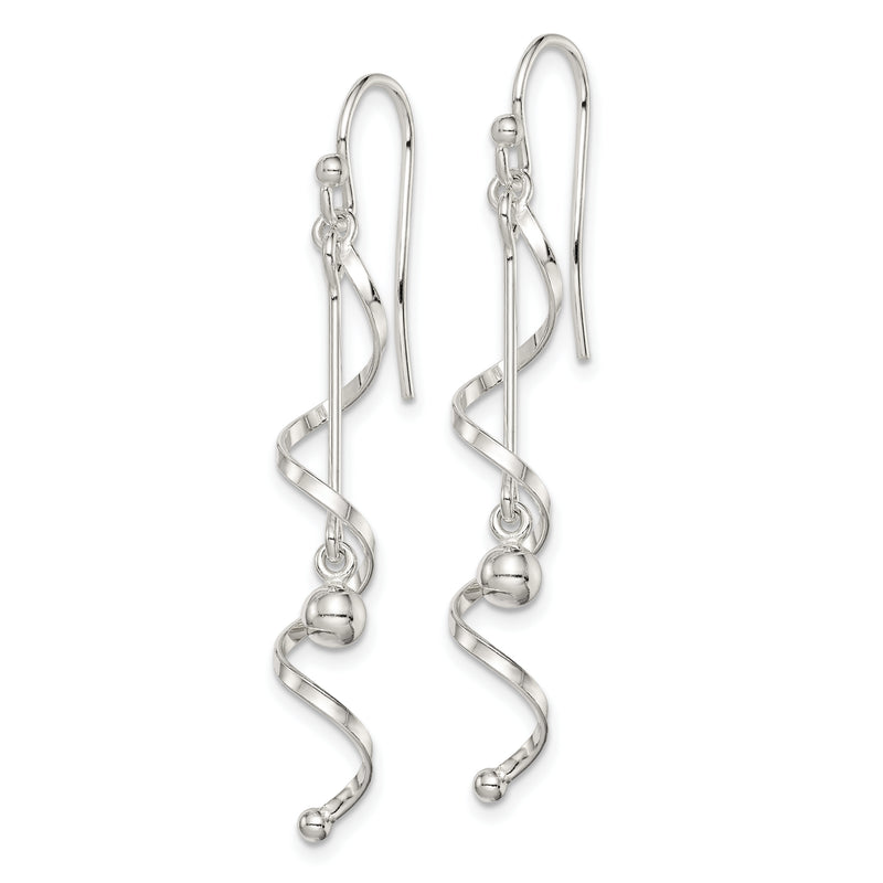 Sterling Silver Polished Twisted Dangle Earrings