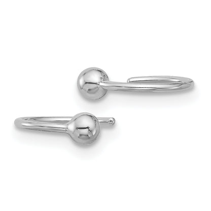 Sterling Silver Rhodium-Plated Polished Ball Pair Of Cuff Earrings