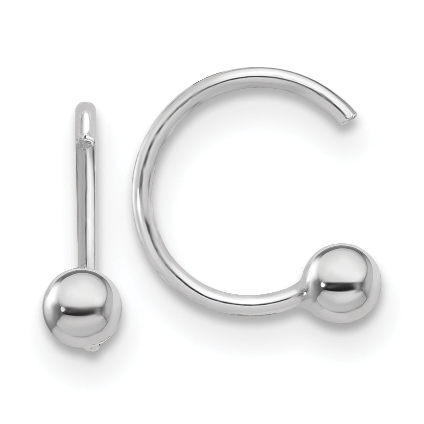 Sterling Silver Rhodium-Plated Polished Ball Pair Of Cuff Earrings
