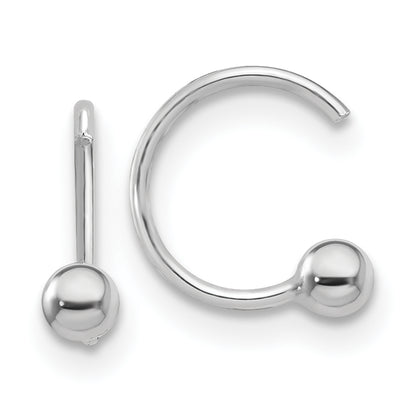 Sterling Silver Rhodium-Plated Polished Ball Pair Of Cuff Earrings