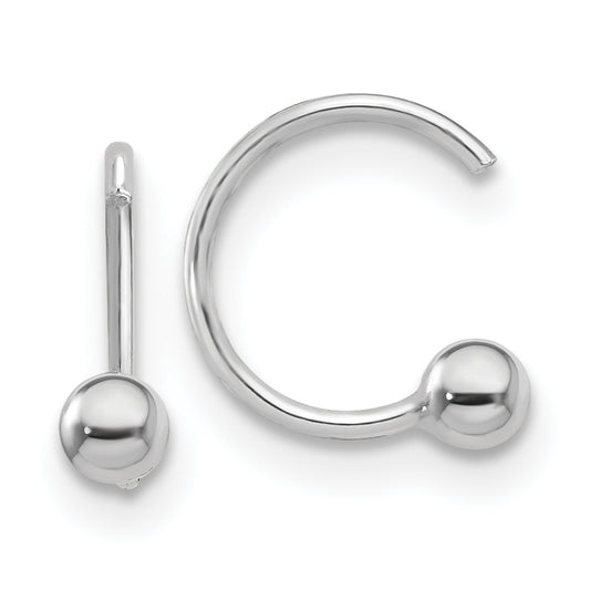 Sterling Silver Rhodium-Plated Polished Ball Pair Of Cuff Earrings