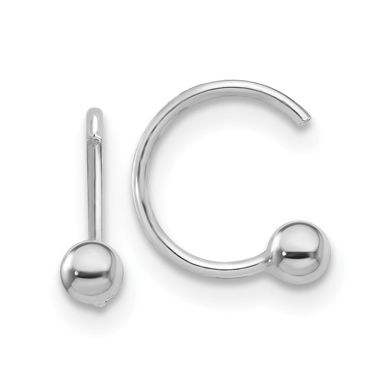 Sterling Silver Rhodium-Plated Polished Ball Pair Of Cuff Earrings