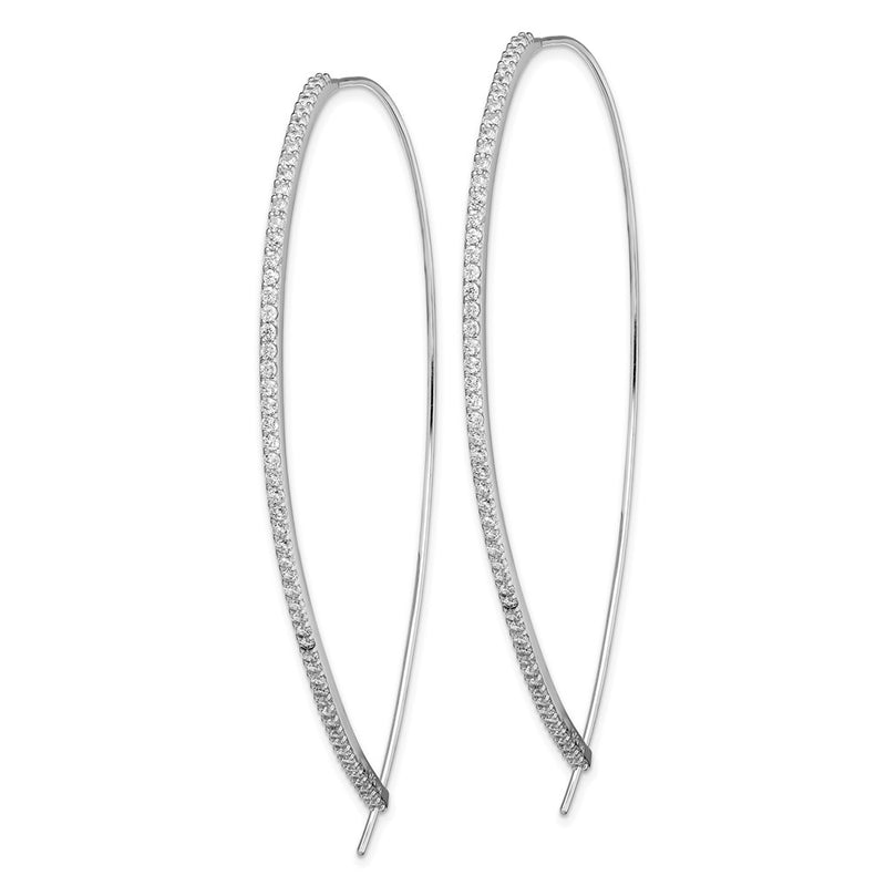 Sterling Silver Rhodium-Plated Cz Threader Earrings