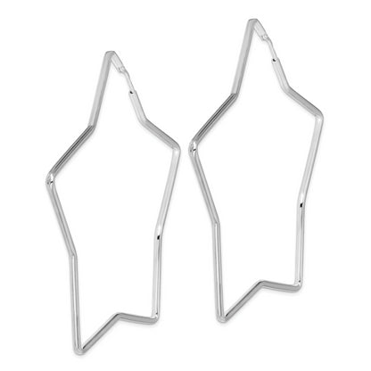 Sterling Silver Rhodium-Plated 2mm Star Hoop Earrings