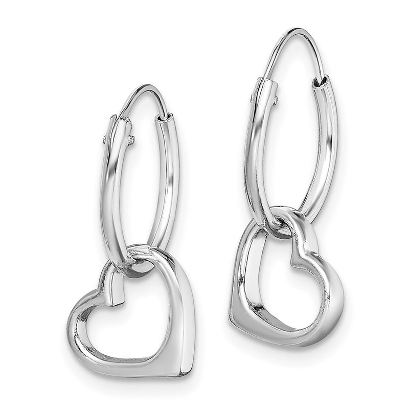 Sterling Silver Rhodium-Plated Heart Hoop Earring