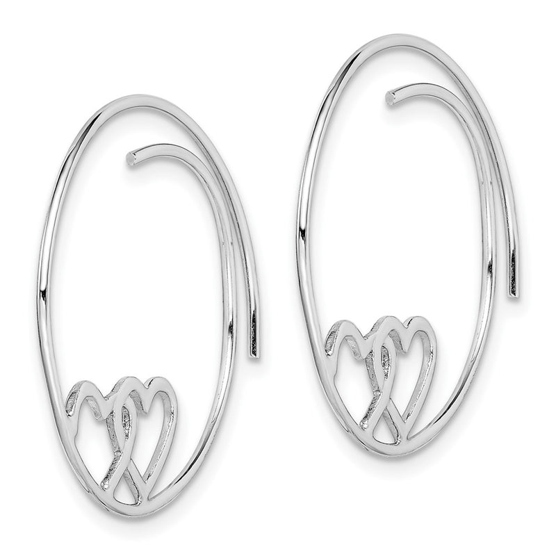 Sterling Silver Rhodium-Plated Heart Hoop Earrings