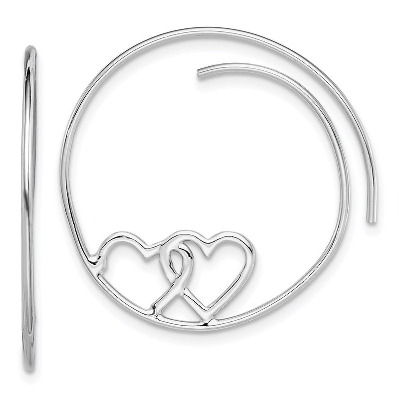 Sterling Silver Rhodium-Plated Heart Hoop Earrings