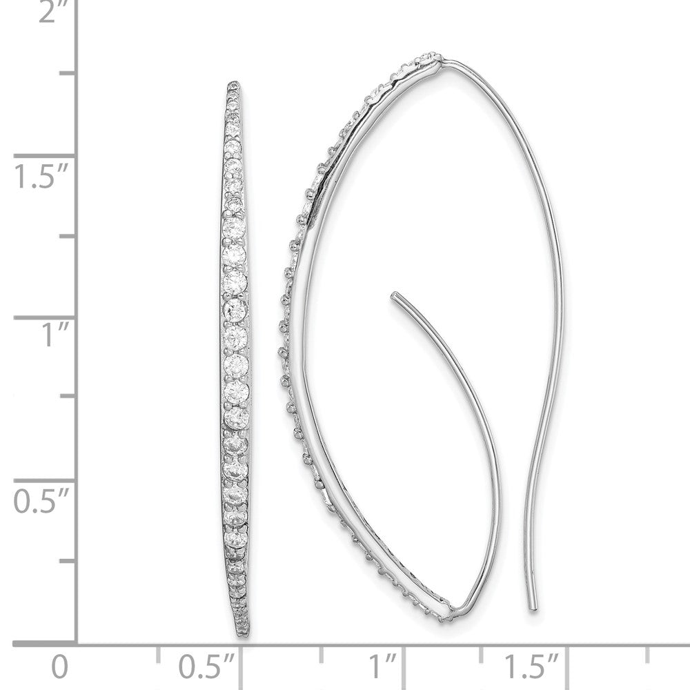 Sterling Silver Rhodium-Plated Cz Threader Earrings