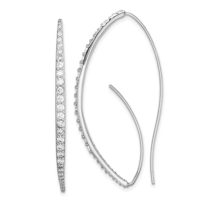 Sterling Silver Rhodium-Plated Cz Threader Earrings
