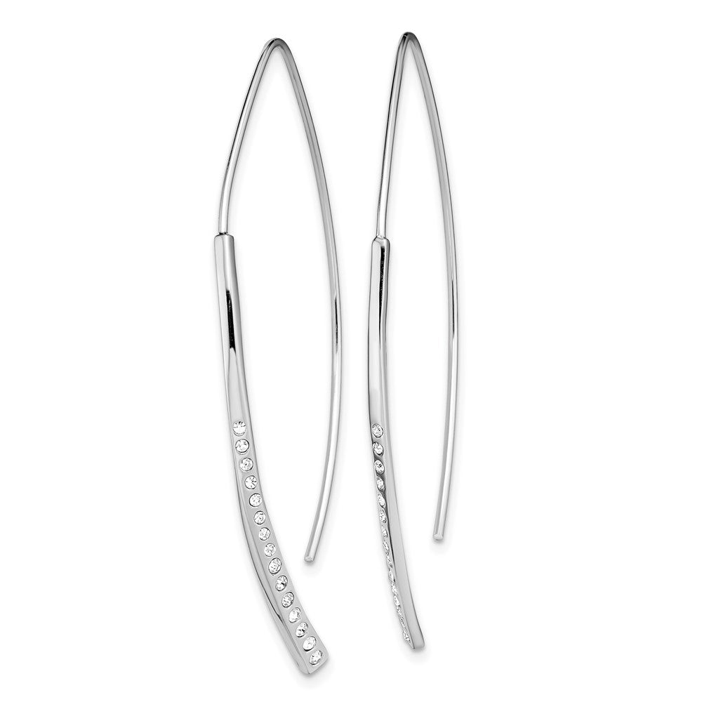 Sterling Silver Rhodium-Plated Cz Threader Earrings