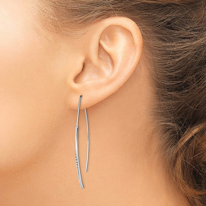 Sterling Silver Rhodium-Plated Cz Threader Earrings