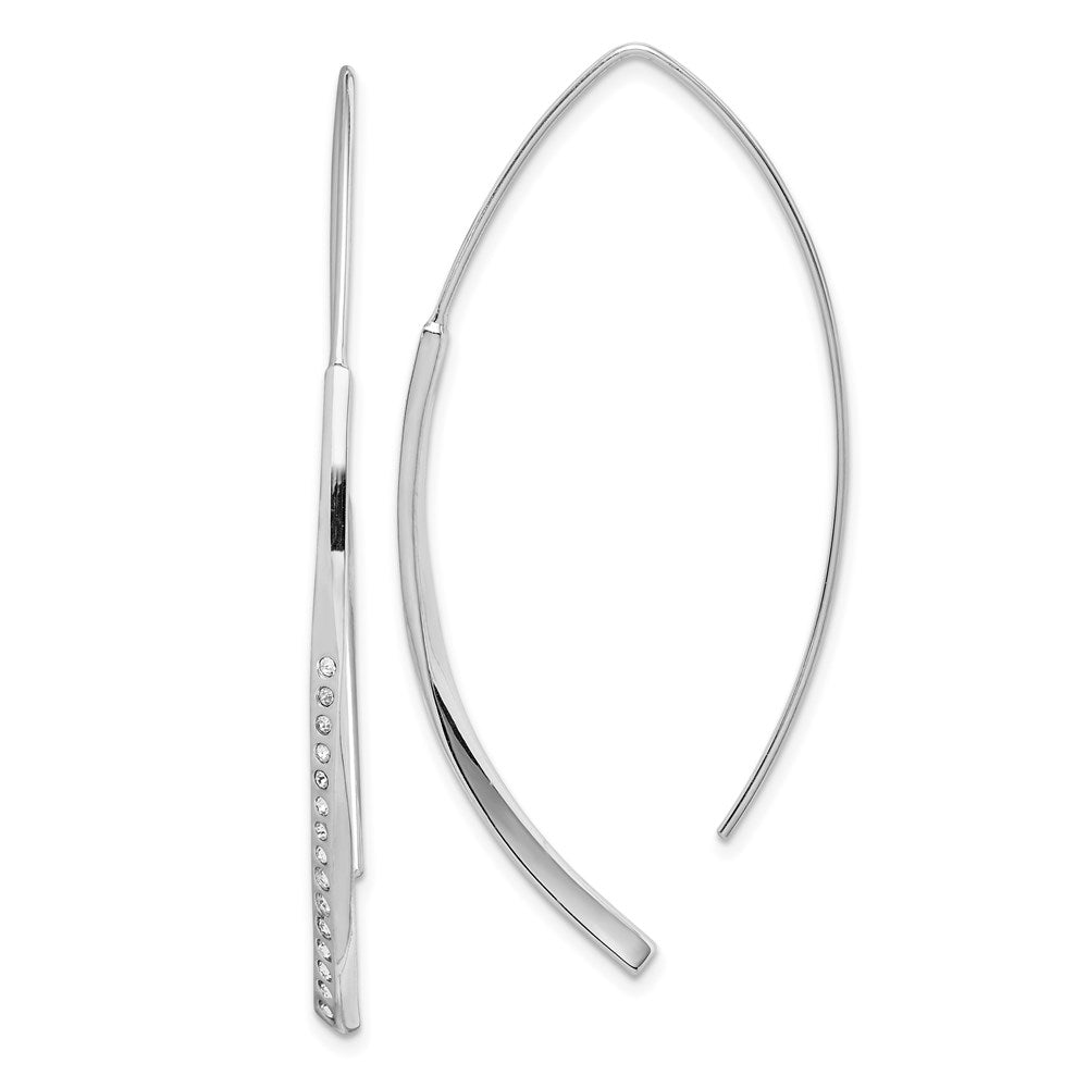 Sterling Silver Rhodium-Plated Cz Threader Earrings