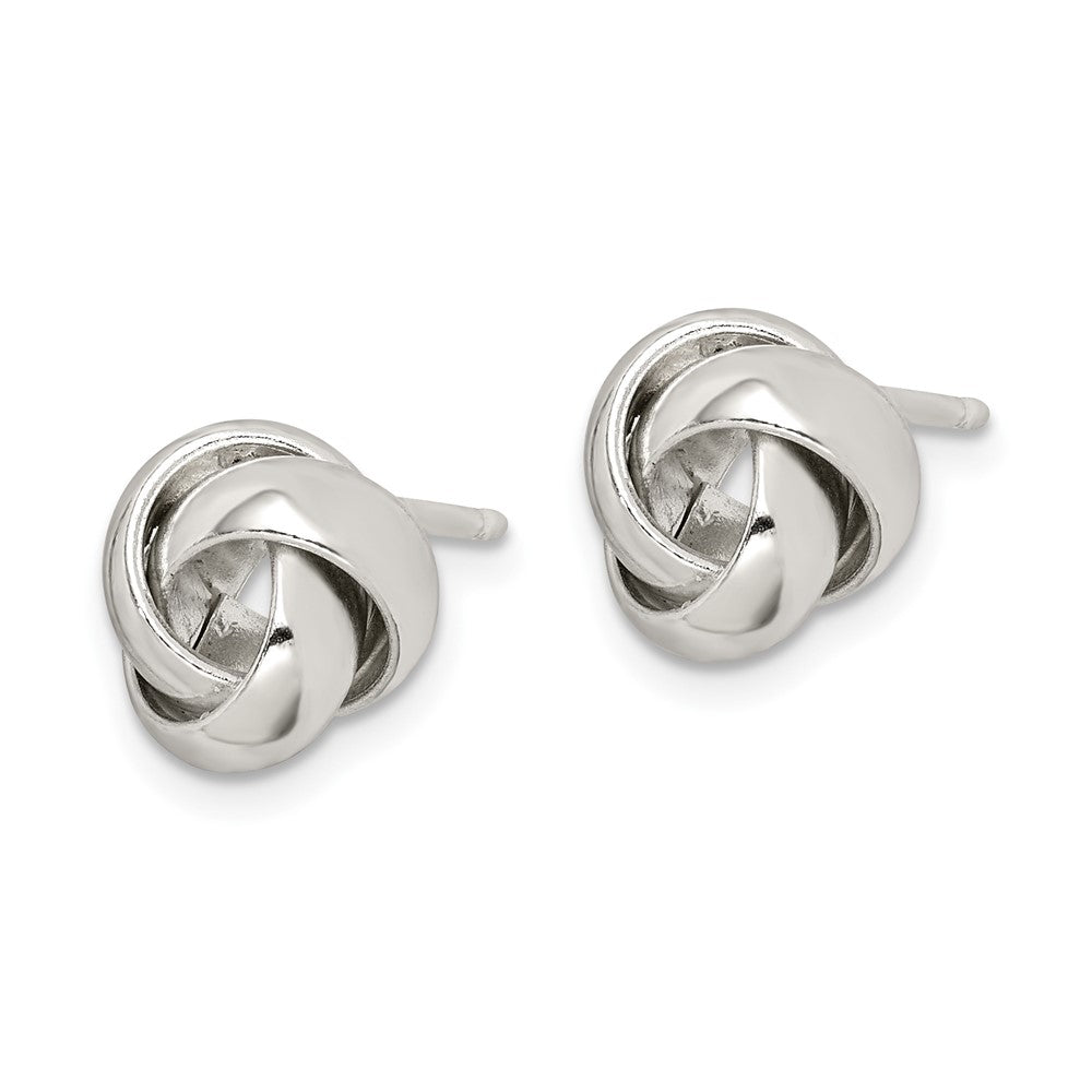 Sterling Silver Rhodium-Plated Polished 9mm Love Knot Post Earrings