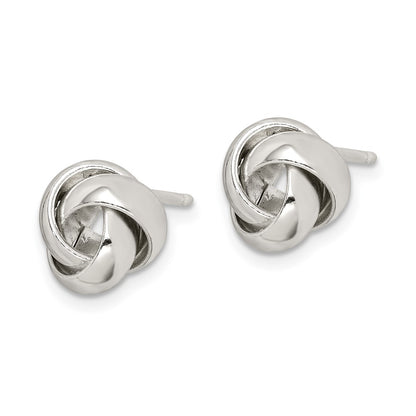 Sterling Silver Rhodium-Plated Polished 9mm Love Knot Post Earrings