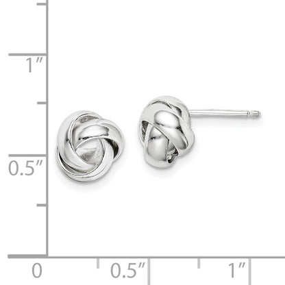 Sterling Silver Rhodium-Plated Polished 9mm Love Knot Post Earrings