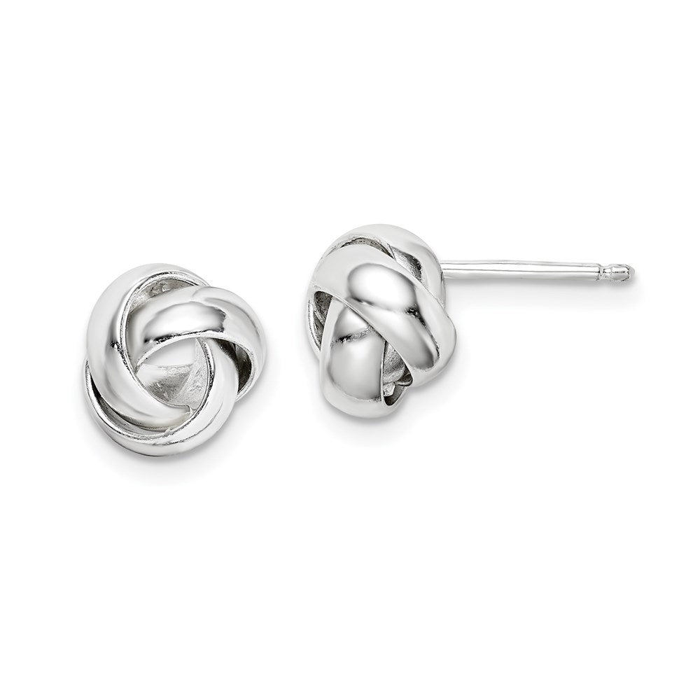 Sterling Silver Rhodium-Plated Polished 9mm Love Knot Post Earrings