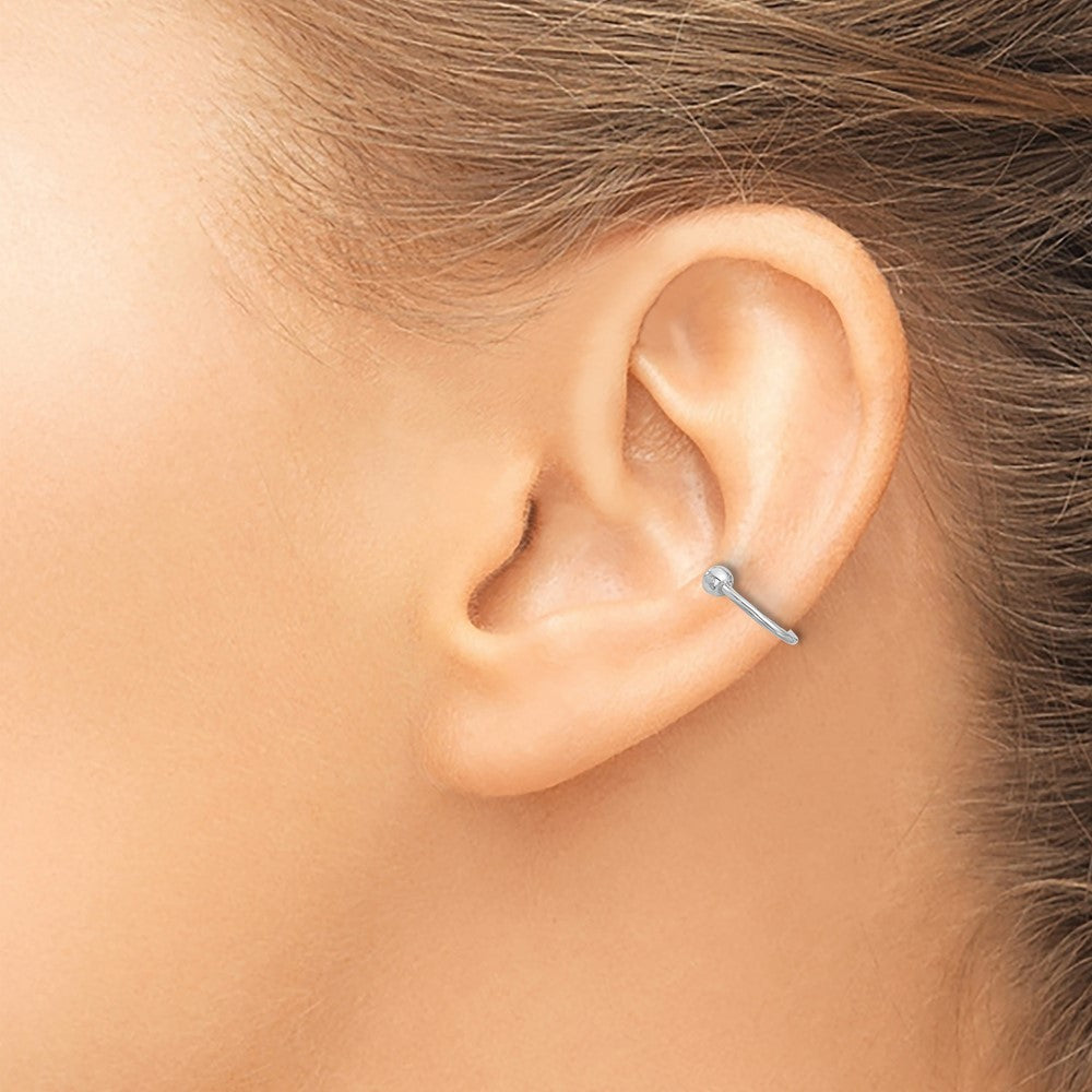 Sterling Silver Rhodium-Plated Polished Cz Bezel Pair Of Cuff Earrings