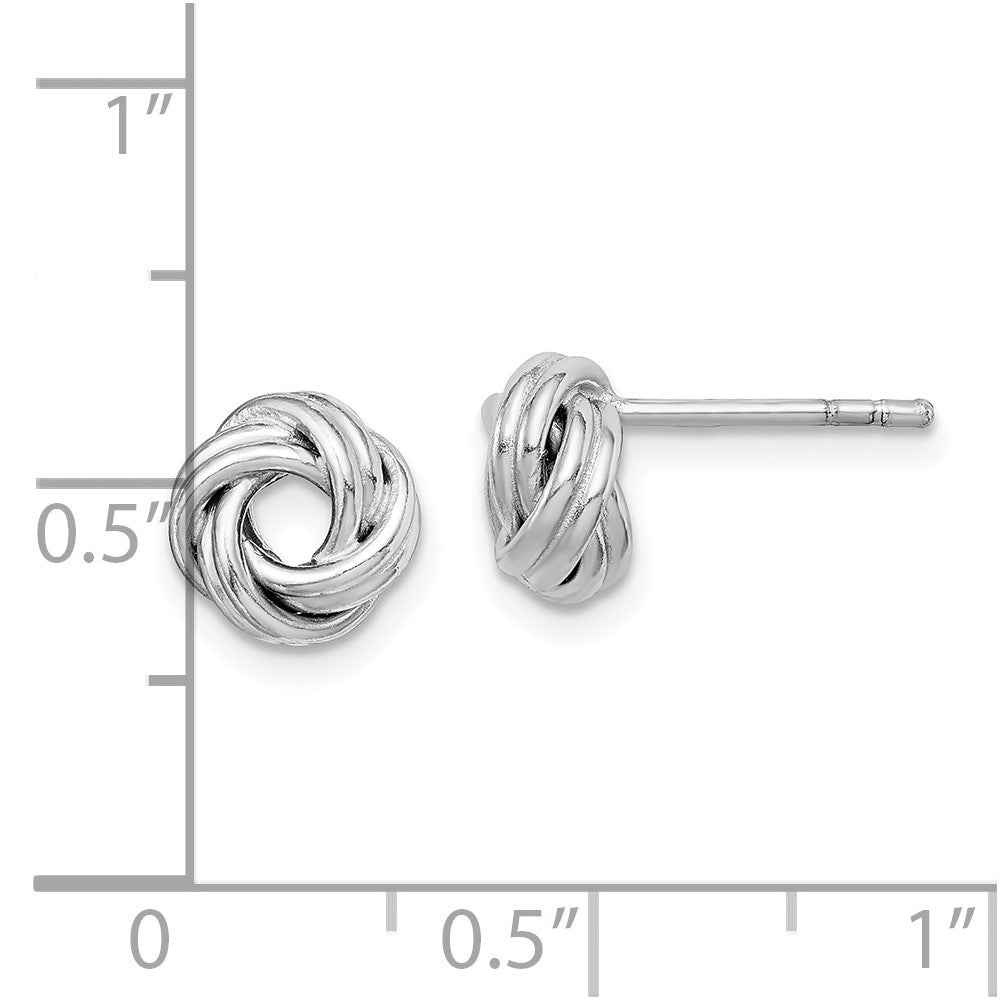 Sterling Silver Rhodium Plated Love Knot Post Earrings