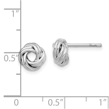 Sterling Silver Rhodium Plated Love Knot Post Earrings