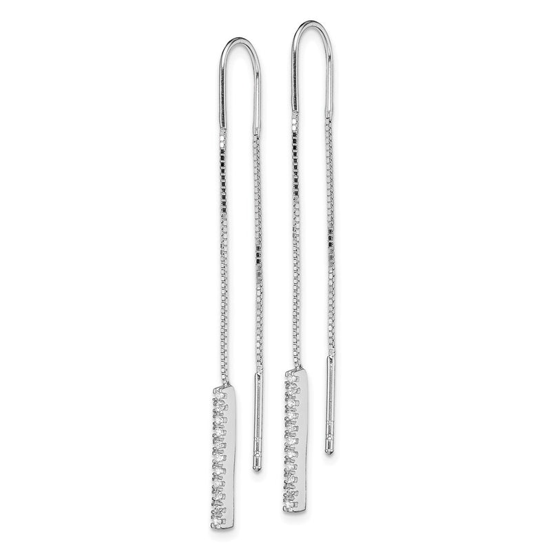Sterling Silver Rhodium-Plated Cz Threader Earrings
