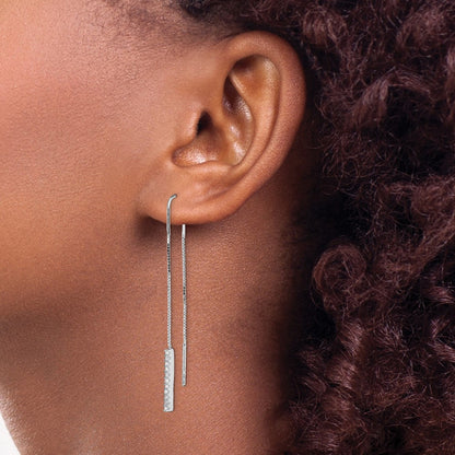 Sterling Silver Rhodium-Plated Cz Threader Earrings