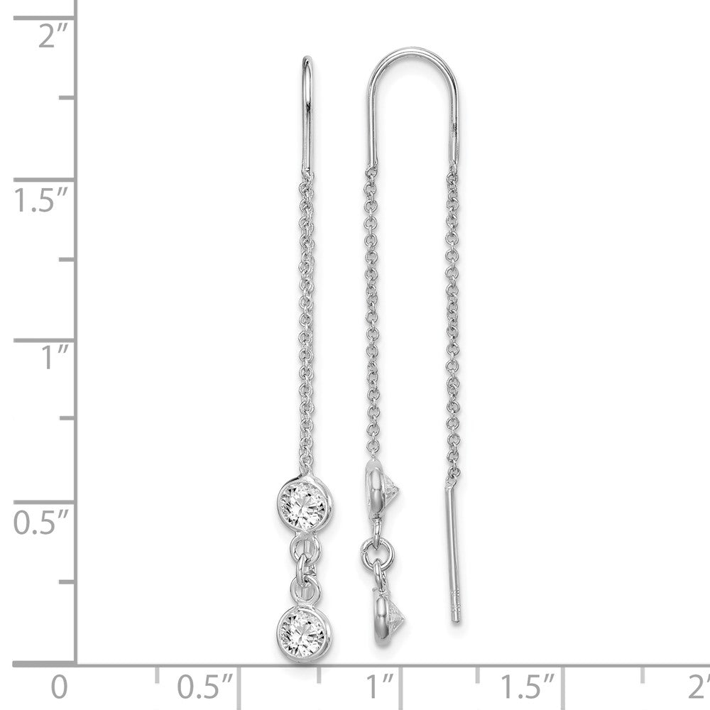 Sterling Silver Rhodium-Plated Cz Threader Earrings