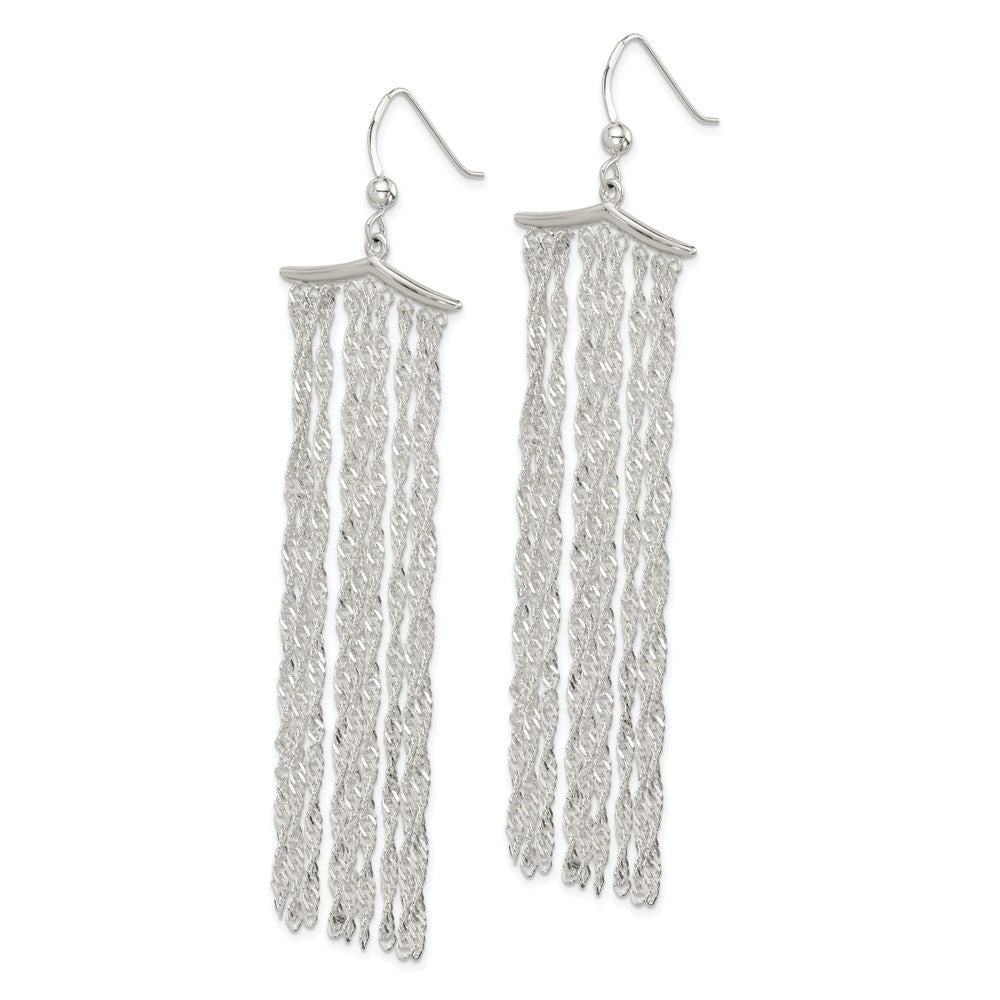 Sterling Silver Polished Fancy Multi-Strand Rope Chain Dangle Earrings