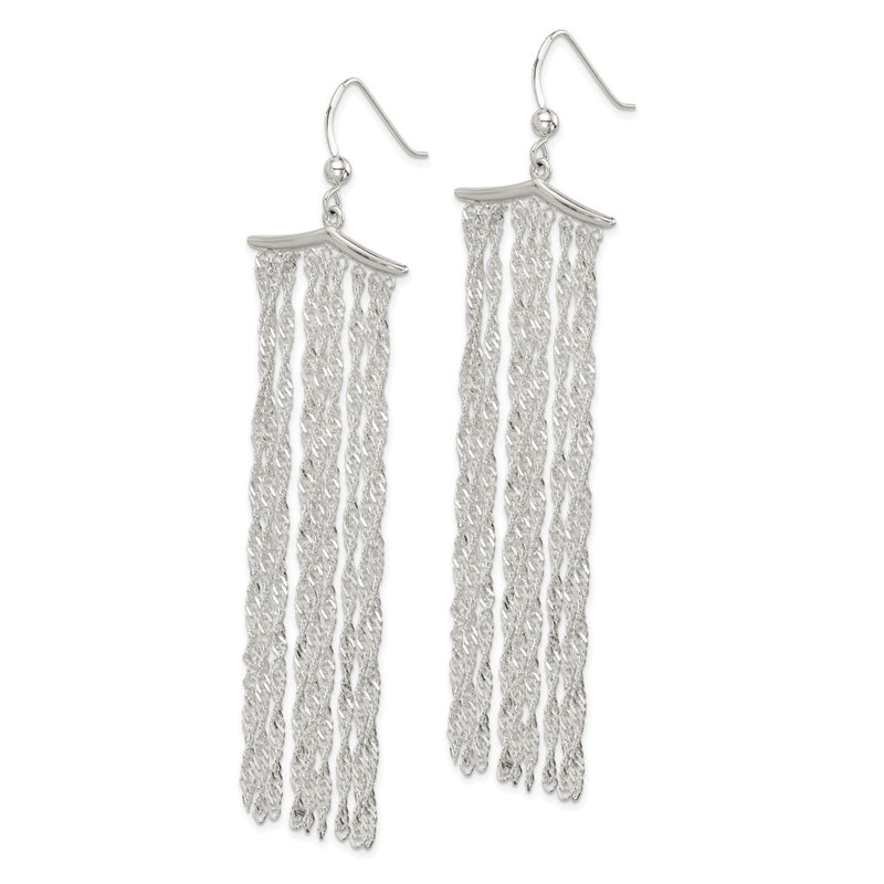 Sterling Silver Polished Fancy Multi-Strand Rope Chain Dangle Earrings