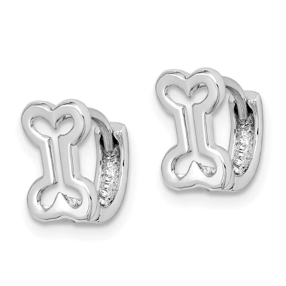 Sterling Silver Rhodium-Plated Bone Hinged Hoop Earrings